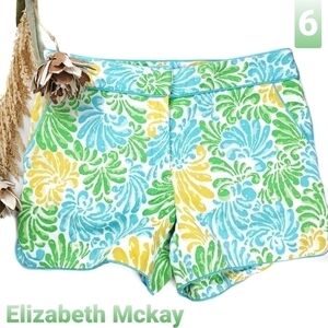 Elizabeth Mckay Blue Green Yellow Floral Shorts 6